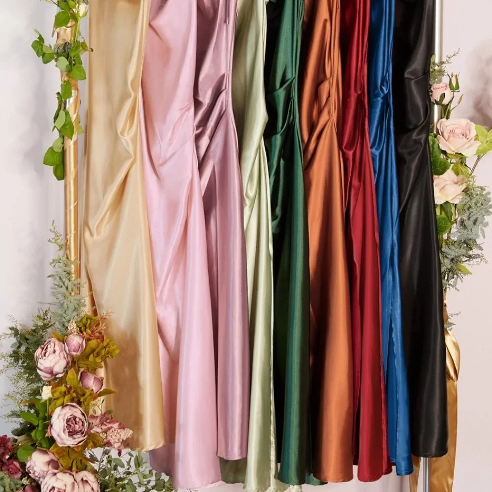 SIENNA Color Slim Fit Satin Midi PARTY EVENING PROM COCKTAIL Dress D103_8